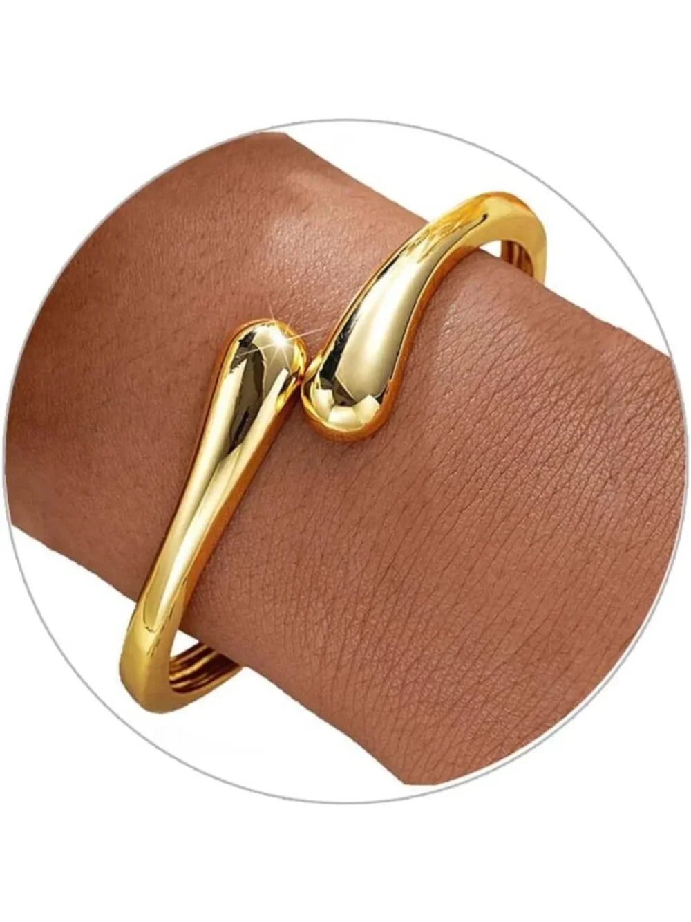 Trendy Gold Bangle Cuff Bracelet for Women - Non-Tarnish Fashion Jewelry